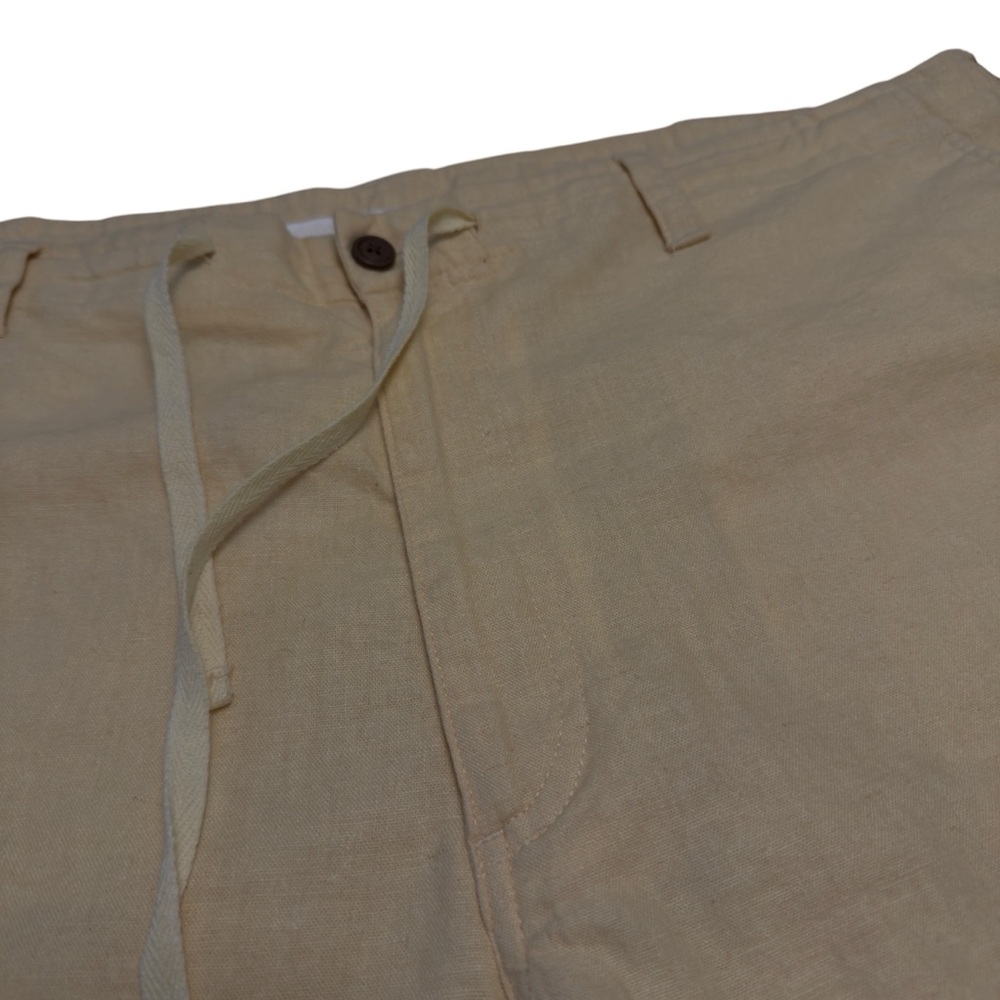 Cubavera Linen Blend Cargo Shorts Light Yellow Men’s 42 Below Knee Tie Hem EUC - Picture 11 of 11